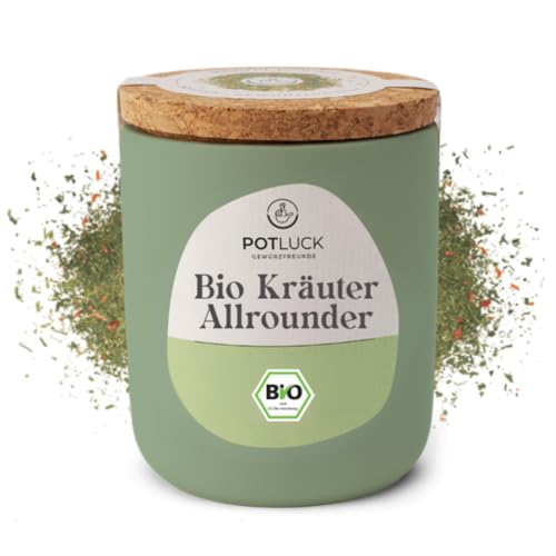 POTLUCK | Bio Kräuter Allrounder | Gewürzzubereitung für Salate, Dressings, Gemüsegerichte oder als Finish für warme Speisen | 35g im Keramiktopf von POTLUCK Gewürzfreunde