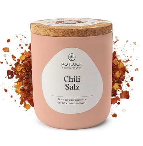 POTLUCK | Chili Salz | Gewürzmischung im Keramiktopf | 100 g | Vegan, glutenfrei und mit natürlichen Inhaltsstoffen von POTLUCK Gewürzfreunde