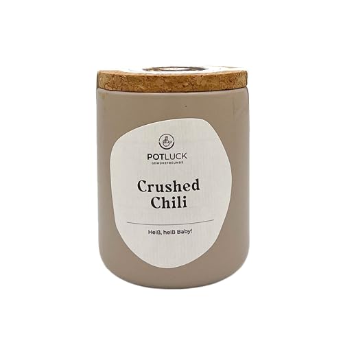 POTLUCK | Crushed Chili | Gewürzmischung im Keramiktopf | 55 g | Vegan, glutenfrei und mit natürlichen Inhaltsstoffen von POTLUCK Gewürzfreunde
