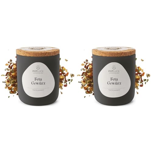 POTLUCK | Feta Gewürz | Gewürzmischung im Keramiktopf | 50g | Mit natürlichen Inhaltsstoffen (Packung mit 2) von POTLUCK Gewürzfreunde
