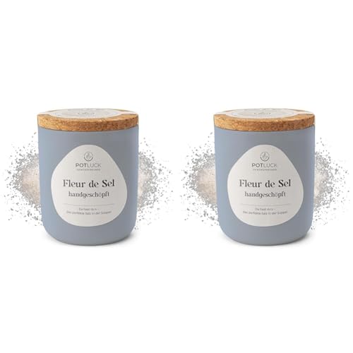 POTLUCK | Fleur de Sel handgeschöpft | Gewürzmischung im Keramiktopf | 80g | Vegan, glutenfrei und mit natürlichen Inhaltsstoffen (Packung mit 2) von POTLUCK Gewürzfreunde
