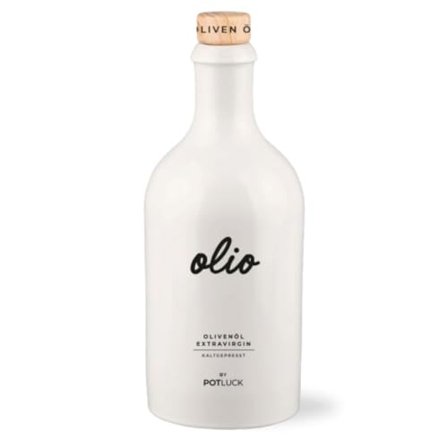 POTLUCK | Extra Natives Olivenöl | Aus sorgfältig ausgewählten Oliven | Kaltgepresst und reich an Geschmack | Wiederverwendbare Keramikflasche | 500ml | Vegan und mit natürlichen Inhaltsstoffe von POTLUCK Gewürzfreunde