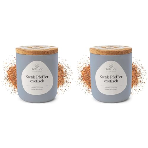 POTLUCK | Steak-Pfeffer exotisch | Gewürzmischung im Keramiktopf | 80g | Vegan, glutenfrei und mit natürlichen Inhaltsstoffen (Packung mit 2) von POTLUCK Gewürzfreunde