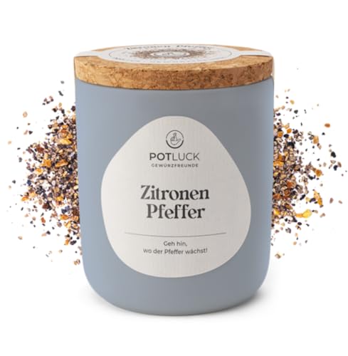 POTLUCK | Zitronen Pfeffer | Zitronenpfeffer im Keramiktopf | 90 g | Vegan und mit natürlichen Inhaltsstoffen von POTLUCK Gewürzfreunde