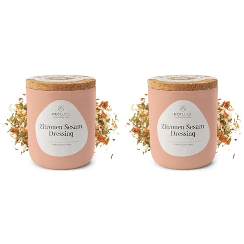 POTLUCK | Zitronen-Sesam Dressing | Gewürzmischung im Keramiktopf | 85 g | Vegan, glutenfrei und mit natürlichen Inhaltsstoffen (Packung mit 2) von POTLUCK Gewürzfreunde