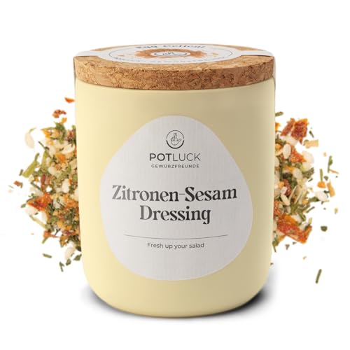 POTLUCK | Zitronen-Sesam Dressing | Würzmischung im Keramiktopf | 85 g | Vegan, glutenfrei und mit natürlichen Inhaltsstoffen von POTLUCK Gewürzfreunde
