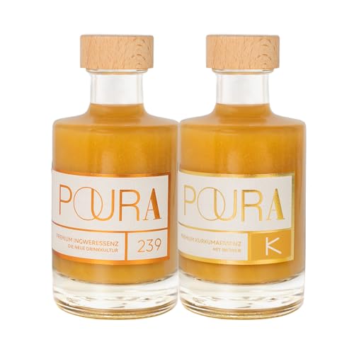 Poura Premium Kurkumaessenz 195 ml & Ingweressenz 195 ml vegan I Vital Drink Bundle I Bio Getränk alkoholfrei I Vitaminreicher Ingwer Kurkuma Shot Poura Premium Kurkumaessenz 195 ml & Ingweressenz 195 ml vegan I Vital Drink Bundle I Bio Getränk alkoholfrei I Vitaminreicher Ingwer Kurkuma Shot von POURA
