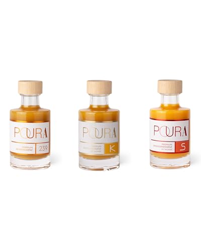 Poura Sirup Propierpaket - Sanddorn-Essenz 95ml, Ingwer-Essenz 95ml & Kurkuma-Essenz 95ml, Vegan & 100% natürlich, Enthalten Vitamine & Mineralstoffe Poura Sirup Propierpaket - Sanddorn-Essenz 95ml, Ingwer-Essenz 95ml & Kurkuma-Essenz 95ml, Vegan & 100% natürlich, Enthalten Vitamine & Mineralstoffe von POURA