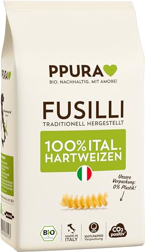 PPURA Bio Fusilli aus ital. Hartweizen | 500g Pasta | Saisonal & Regional aus Italien | 100% Natürlich, Ohne Farb- und Konservierungsstoffe | Italienische Nudeln | Bronzeverfahren | Zero Foodwaste von PPURA