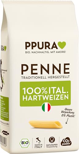 PPURA Bio Penne aus ital. Hartweizen | 500g Pasta | Saisonal & Regional aus Italien | 100% Natürlich, Ohne Farb- & Konservierungsstoffe | Italienische Nudeln | Bronzeverfahren | Zero Foodwaste von PPURA