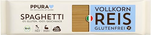 PPURA Bio Spaghetti aus Vollkornreis - Glutenfrei | 400g Pasta | 100% Natürlich, Ohne Farb- & Konservierungsstoffe | Italienische Nudeln | Bronzeverfahren | Zero Foodwaste von PPURA