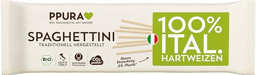 PPURA Bio Spaghettini aus ital. Hartweizen | 500g Pasta | Dünne Spaghetti | Saisonal & Regional aus Italien | 100% Natürlich, Ohne Farb- & Konservierungsstoffe | Bronzeverfahren | Zero Foodwaste von PPURA