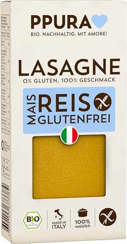 PPURA Bio Lasagne aus Reis & Mais - Glutenfrei | 250g Pasta | 100% Natürlich, Ohne Farb- & Konservierungsstoffe | Original Italienische Nudel-Platten | Bronzeverfahren | Zero Foodwaste von PPURA