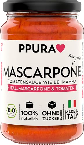 PPURA Bio Tomatensauce Mascarpone | Pasta-Sauce mit Italienischer Mascarpone & Tomaten | Sugo Made in Italy | 100% Natürlich Ohne Zusatzstoffe | Nudel-Soße aus Italien | 340g Glas von PPURA