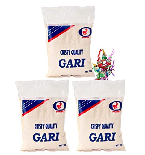 3er-Pack - [3x 1kg] Grobes Maniokmehl, Cassava Mehl, GARI, Kassava Mehl, glutenfrei, von PRAISE + ein kleiner Glücksanhänger gratis von PRAISE