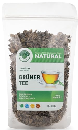 Natural Welt Grüner Tee 200g I lose Blätter Grünertee I Hochwertiger grüntee I ohne Zusatzstoffe aus China (1) von PREMIUM QUALITÄT NATURAL WELT