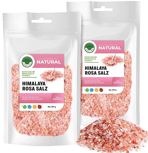 Natural Welt Himalaya Salz 907 g x 2 PACKUNG I Kristallsalz I Steinsalz grob 2-4 mm I grobes Salz für die Mühle I aus Punjab Pakistan (2) von PREMIUM QUALITÄT NATURAL WELT