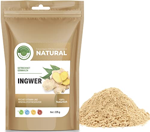 Natural Welt Ingwerpulver 225g I Ingwer tee pulver I Ingwer gemahlen I aus kontroliertem Anbau I premium qualität I rein - ohne Zusatzstoffe (1) von PREMIUM QUALITÄT NATURAL WELT