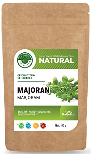 Natural Welt Majoran getrocknet 180 g X 2 Packung gerebelt Majoran I 100% rein und naturbelassen zur Zubereitung von Gewürz I Im wiederverschließbaren Aromabeutel (2) von PREMIUM QUALITÄT NATURAL WELT