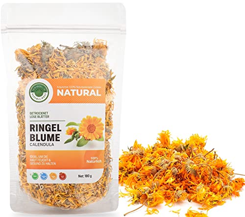 Natural Welt Ringelblumenblüten getrocknet 180g I lose und ganz Ringelblumentee I Geschenke für Frauen I hochwertige Calendula Kräutertee I ohne Zusatzstoffe von PREMIUM QUALITÄT NATURAL WELT