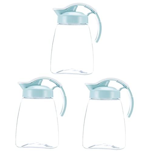 PRETYZOOM 3St Wasserkrug Krug Trinkflaschen aus Glas mit Deckel Wasserkocher Wasserkessel Saft Topf Getränkekrug Hohe Temperaturbeständigkeit Getränkedose Glas Tee Wasserflasche Kühlschrank von PRETYZOOM