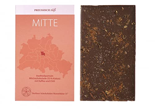 BIO Stadtteil Schokolade Berlin MITTE, Preussisch süß, Milchschokolade mit Kaffee und Chili, 50g BIO Stadtteil Schokolade Berlin MITTE, Preussisch süß, Milchschokolade mit Kaffee und Chili, 50g von PREUSSISCH süß