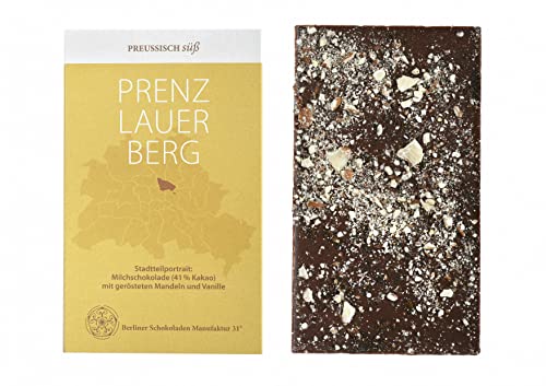 BIO Stadtteil Schokolade Berlin PRENZLAUER BERG, Preussisch süß, Milchschokolade mit gerösteten Mandeln und Vanille, 50g BIO Stadtteil Schokolade Berlin PRENZLAUER BERG, Preussisch süß, Milchschokolade mit gerösteten Mandeln und Vanille, 50g von PREUSSISCH süß