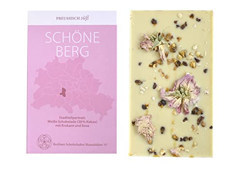 BIO Stadtteil Schokolade Berlin SCHÖNEBERG, Preussisch süß, Weiße Schokolade mit Krokant und Rose, 50g BIO Stadtteil Schokolade Berlin SCHÖNEBERG, Preussisch süß, Weiße Schokolade mit Krokant und Rose, 50g von PREUSSISCH süß