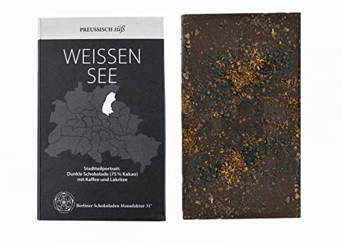 BIO Stadtteil Schokolade Berlin WEISSENSEE, Preussisch süß, Dunkle Schokolade mit Kaffee und Lakritze, 50g von PREUSSISCH süß