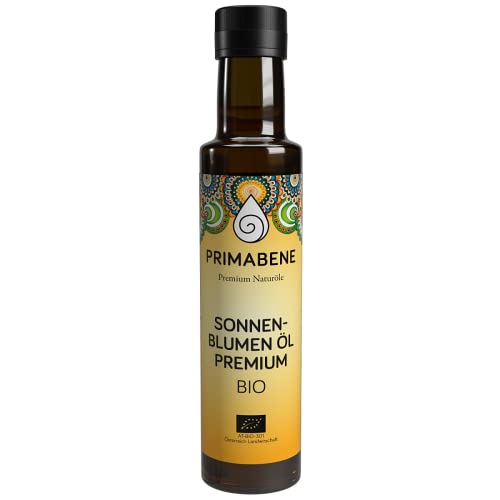 Primabene, Sonnenblumenöl Bio - PREMIUM 100% Made in Austria - kaltgepresstes Öl - ausgezeichnetes und wertvolles Salatöl und zählt zu den diätgeeigneten Speiseölen - (1 x 250 ml) von PRIMABENE