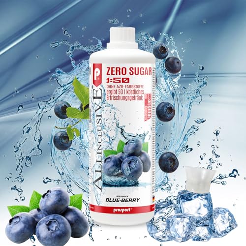 Prosport Allinclusive® Blue-Berry 3x1000ml – ZERO SUGAR Sirup mit Vitaminen – Premium Getränkekonzentrat 1:50 – Ohne Zucker, Aspartam & Azofarbstoffe – Perfekt für Wassersprudler von PROSPORT