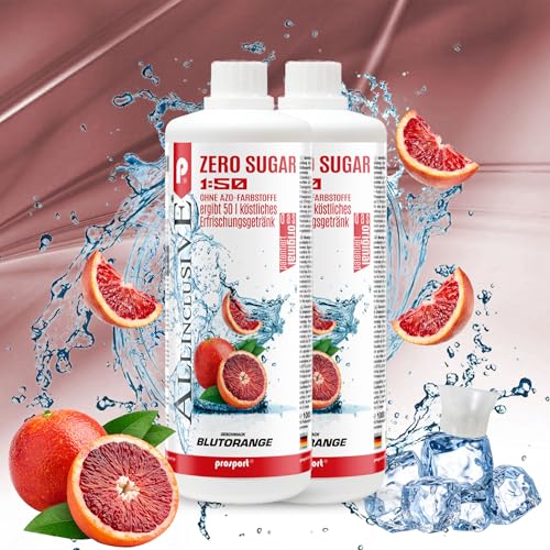 Prosport Allinclusive® Blutorange 2x1000ml – ZERO SUGAR Sirup mit Vitaminen – Premium Getränkekonzentrat 1:50 – Ohne Zucker, Aspartam & Azofarbstoffe – Perfekt für Wassersprudler von PROSPORT
