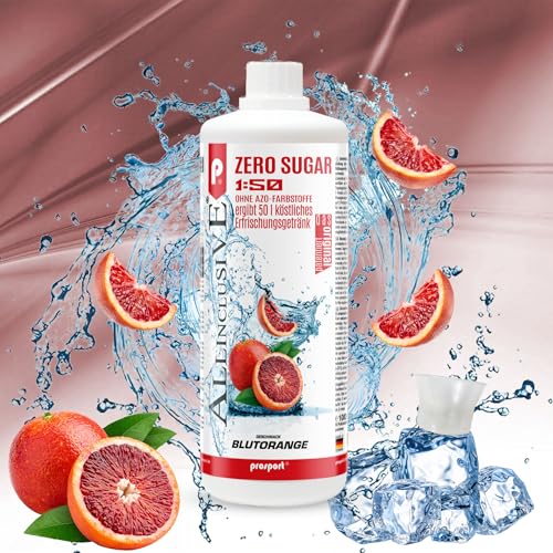 Prosport Allinclusive® Blutorange 3x1000ml – ZERO SUGAR Sirup mit Vitaminen – Premium Getränkekonzentrat 1:50 – Ohne Zucker, Aspartam & Azofarbstoffe – Perfekt für Wassersprudler von PROSPORT
