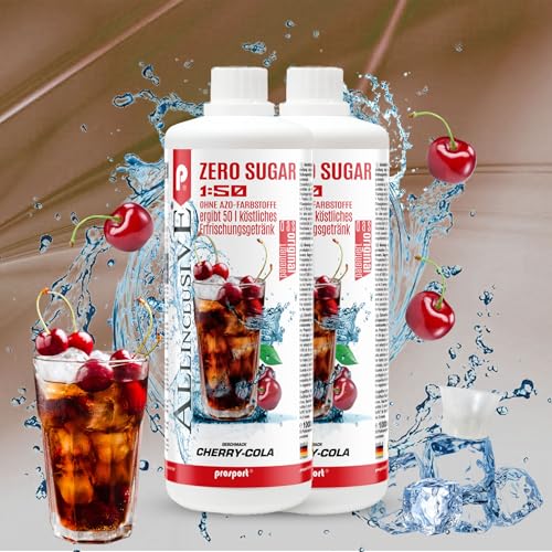 Prosport Allinclusive® Cherry-Cola 2x1000ml – ZERO SUGAR Sirup mit Vitaminen – Premium Getränkekonzentrat 1:50 – Ohne Zucker, Aspartam & Azofarbstoffe – Perfekt für Wassersprudler von PROSPORT