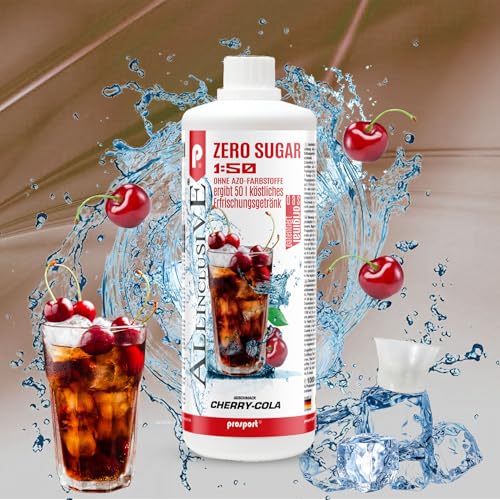 Prosport Allinclusive® Cherry-Cola 3x1000ml – ZERO SUGAR Sirup mit Vitaminen – Premium Getränkekonzentrat 1:50 – Ohne Zucker, Aspartam & Azofarbstoffe – Perfekt für Wassersprudler von PROSPORT