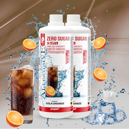 Prosport Allinclusive® Cola-Orange 2x1000ml – ZERO SUGAR Sirup mit Vitaminen – Premium Getränkekonzentrat 1:50 – Ohne Zucker, Aspartam & Azofarbstoffe – Perfekt für Wassersprudler von PROSPORT