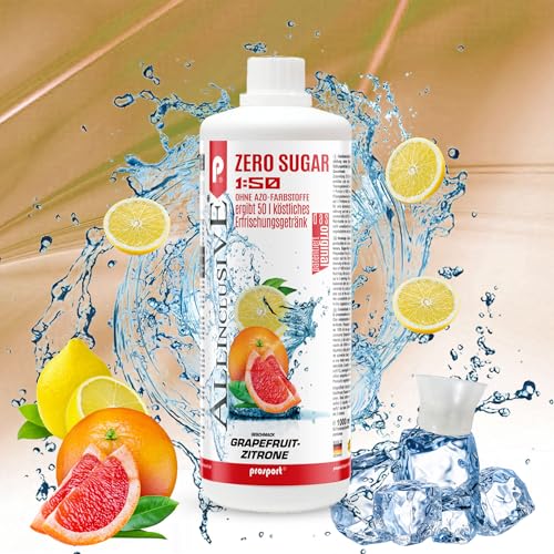 Prosport Allinclusive® Grapefruit-Zitrone 3x1000ml – ZERO SUGAR Sirup mit Vitaminen – Premium Getränkekonzentrat 1:50 – Ohne Zucker, Aspartam & Azofarbstoffe – Perfekt für Wassersprudler von PROSPORT