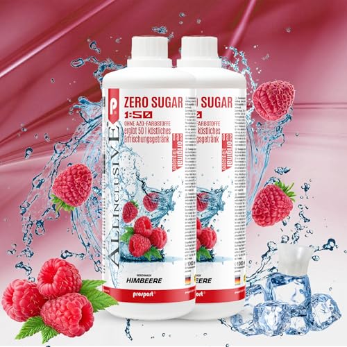 Prosport Allinclusive® Himbeere 2x1000ml – ZERO SUGAR Sirup mit Vitaminen – Premium Getränkekonzentrat 1:50 – Ohne Zucker, Aspartam & Azofarbstoffe – Perfekt für Wassersprudler von PROSPORT