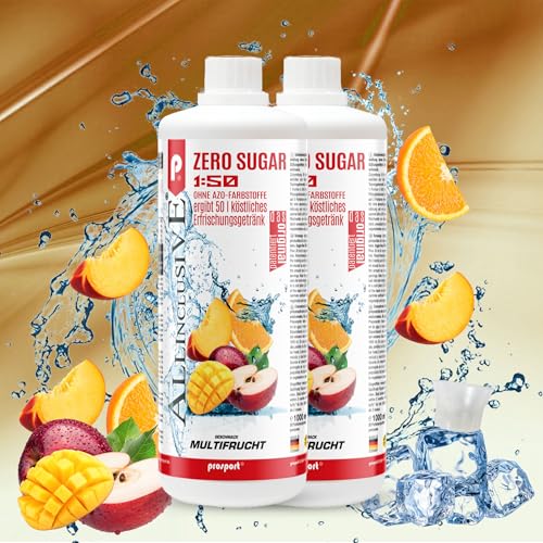 Prosport Allinclusive® Multifrucht 2x1000ml – ZERO SUGAR Sirup mit Vitaminen – Premium Getränkekonzentrat 1:50 – Ohne Zucker, Aspartam & Azofarbstoffe – Perfekt für Wassersprudler von PROSPORT