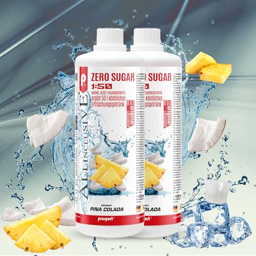 Prosport Allinclusive® Pina Colada 2x1000ml – ZERO SUGAR Sirup mit Vitaminen – Premium Getränkekonzentrat 1:50 – Ohne Zucker, Aspartam & Azofarbstoffe – Perfekt für Wassersprudler von PROSPORT