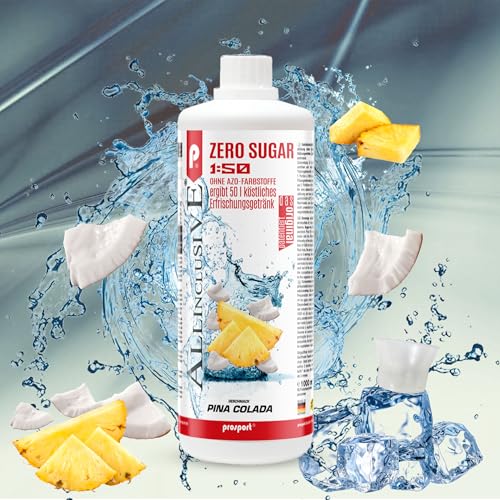 Prosport Allinclusive® Pina Colada 3x1000ml – ZERO SUGAR Sirup mit Vitaminen – Premium Getränkekonzentrat 1:50 – Ohne Zucker, Aspartam & Azofarbstoffe – Perfekt für Wassersprudler von PROSPORT