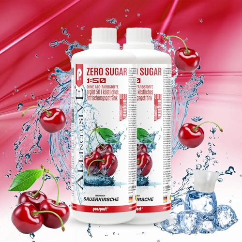 Prosport Allinclusive® Sauerkirsche 2x1000ml – ZERO SUGAR Sirup mit Vitaminen – Premium Getränkekonzentrat 1:50 – Ohne Zucker, Aspartam & Azofarbstoffe – Perfekt für Wassersprudler von PROSPORT