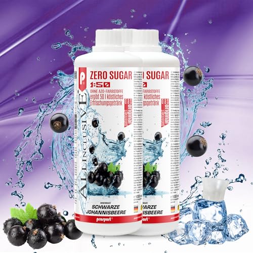 Prosport Allinclusive® Schwarze-Johannisbeere 2x1000ml – ZERO SUGAR Sirup mit Vitaminen – Premium Getränkekonzentrat 1:50 – Ohne Zucker, Aspartam & Azofarbstoffe – Perfekt für Wassersprudler von PROSPORT
