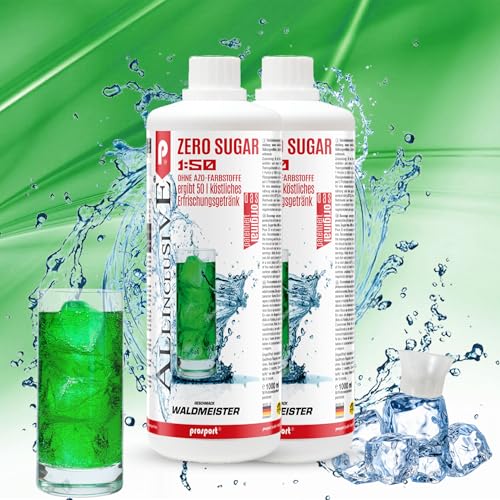 Prosport Allinclusive® Waldmeister 2x1000ml – ZERO SUGAR Sirup mit Vitaminen – Premium Getränkekonzentrat 1:50 – Ohne Zucker, Aspartam & Azofarbstoffe – Perfekt für Wassersprudler von PROSPORT