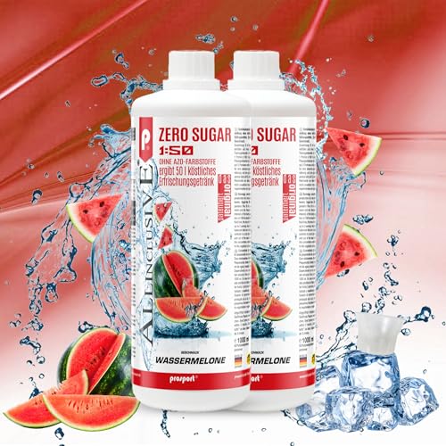 Prosport Allinclusive® Wassermelone 2x1000ml – ZERO SUGAR Sirup mit Vitaminen – Premium Getränkekonzentrat 1:50 – Ohne Zucker, Aspartam & Azofarbstoffe – Perfekt für Wassersprudler von PROSPORT