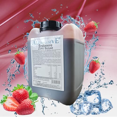 Prosport Allinclusive® Erdbeere 5000ml – ZERO SUGAR Sirup mit Vitaminen – Premium Getränkekonzentrat 1:50 – Ohne Zucker, Aspartam & Azofarbstoffe – Perfekt für Wassersprudler von PROSPORT