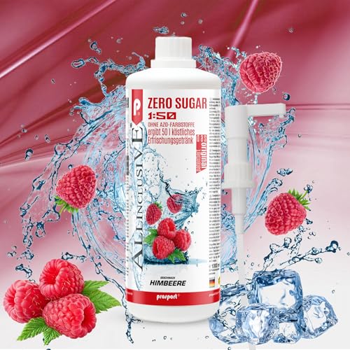 Prosport Allinclusive® Himbeere 1000ml + Doseirpumpe – ZERO SUGAR Sirup mit Vitaminen – Premium Getränkekonzentrat 1:50 – Ohne Zucker, Aspartam & Azofarbstoffe – Perfekt für Wassersprudler von PROSPORT
