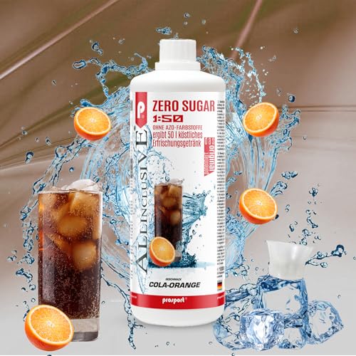 Prosport Allinclusive® Cola-Orange 1000ml – ZERO SUGAR Sirup mit Vitaminen – Premium Getränkekonzentrat 1:50 – Ohne Zucker, Aspartam & Azofarbstoffe – Perfekt für Wassersprudler von PROSPORT