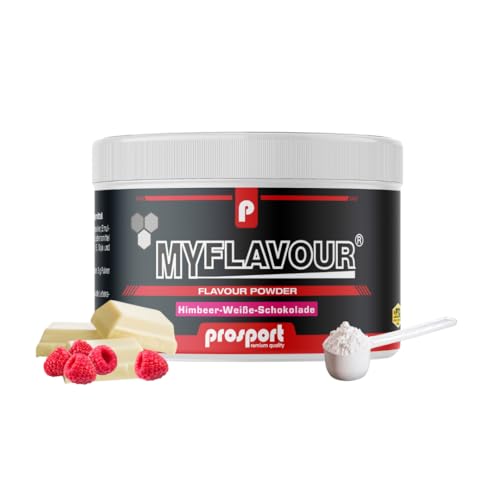 Prosport MyFlavour® Powder – Himbeer-Weiße-Schokolade Geschmackspulver für Shakes & Desserts – Kalorienarm, mit Süßungsmittel – Für Quark, Joghurt, Milch – 150g Dose von PROSPORT