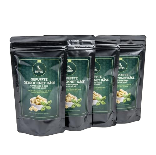 PUFFINS - Knuspriger Käse Keto Snack - Goudakäse - 100% Käse - Ohne Zucker, Kohlenhydrate - Protein Snack - Glutenfrei, Viel Eiweiß - mit Kräutern -4x50g PUFFINS - Knuspriger Käse Keto Snack - Goudakäse - 100% Käse - Ohne Zucker, Kohlenhydrate - Protein Snack - Glutenfrei, Viel Eiweiß - mit Kräutern -4x50g von PUFFINS
